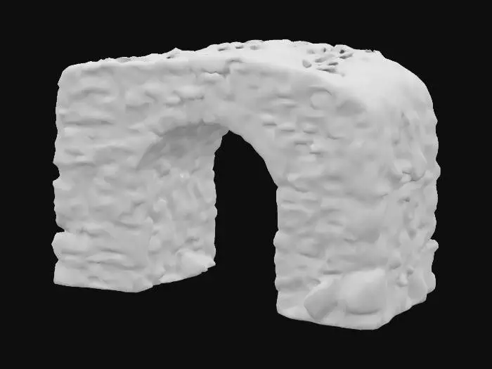 3D model for An uneven bricked dungeon wall part with an empty niche. Game asset, interior level design