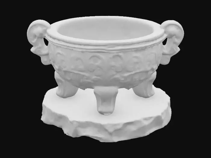 3D model for A stone brazier, standing on a small stone platform. Game asset, interior level design