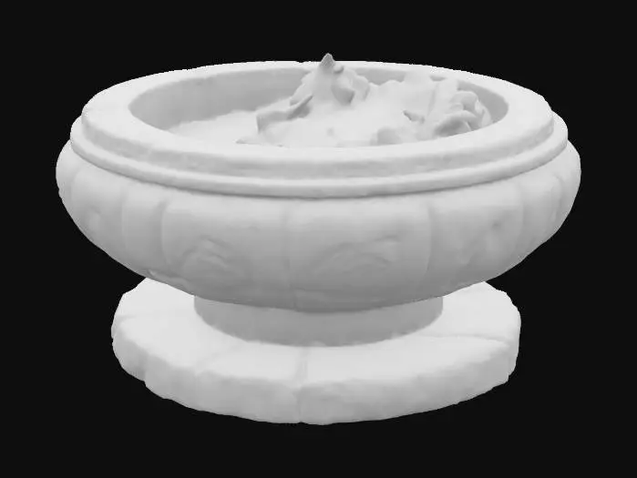 3D model for A stone brazier, standing on a small stone platform. Game asset, interior level design