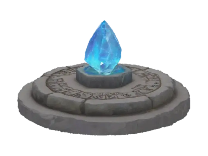 An arcane shrine with a small mystical stone altar with a floating magical crystal.… 3D model, vytvořený pomocí AI