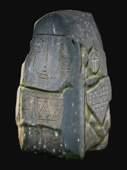 3D model for A big menhir with ancient carved runes