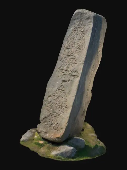 3D model for A big menhir with ancient carved runes
