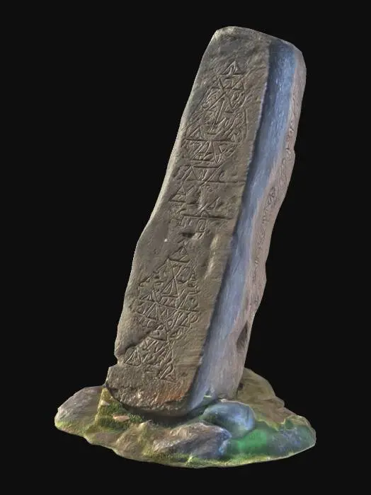 3D model for A big menhir with ancient carved runes