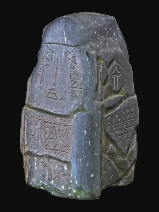 3D model for A big menhir with ancient carved runes