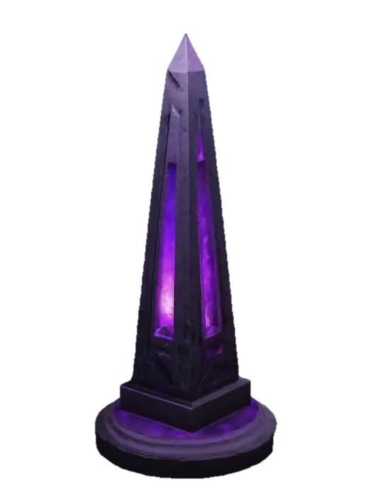 A mysterious mystical obelisk with geometric shapes. The surface is smooth and flat - Magical-3D-Modell, KI-generiert