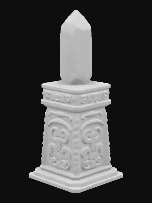 3D model for A large magical crystal pylon with a base of artistic sculpted stone