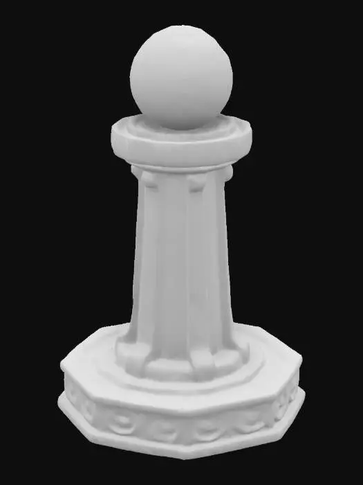 3D model for A large magical crystal pylon with a big round base of artistic sculpted stone, holdig a huge magical orb
