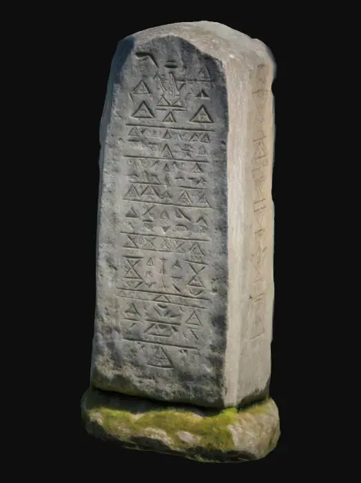 3D model for A big menhir with ancient carved runes