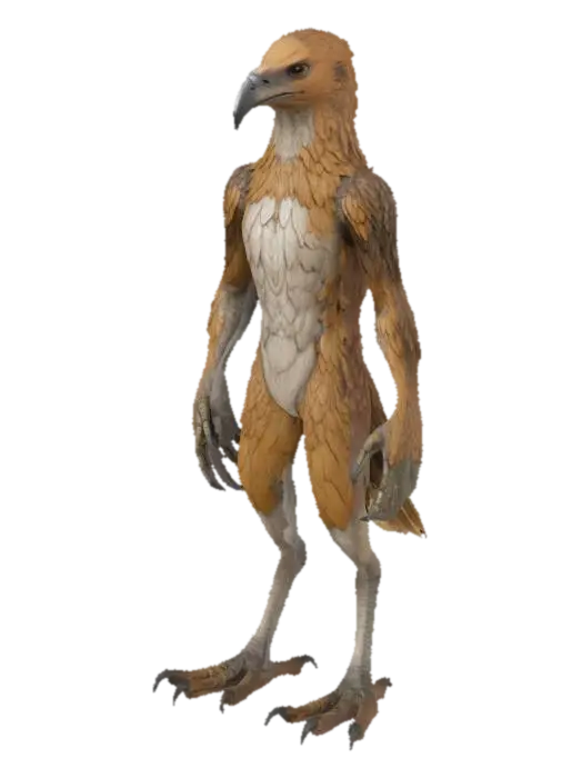 Avian Character - Feathered 3D model, vytvořený pomocí AI