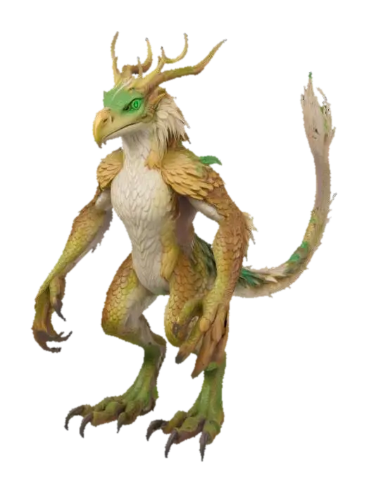 Anthro avian raptor - Feathered 3D model, vytvořený pomocí AI