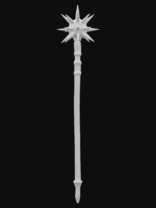 3D model for A common morning star with wooden shank. Realistic texture