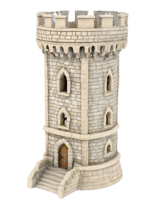 Stone Watchtower - Fortification 3D model, vytvořený pomocí AI
