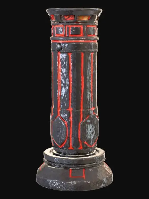 3D model for An ancient mysterious magic extractor. Made of smooth black stone, decorated with runes. Visible lines for magical flow