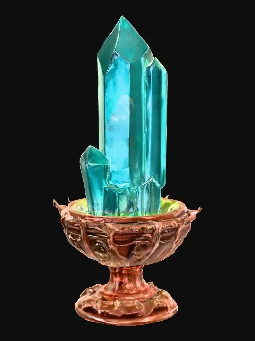 3D model for A big magical crystal standing in a metal holder