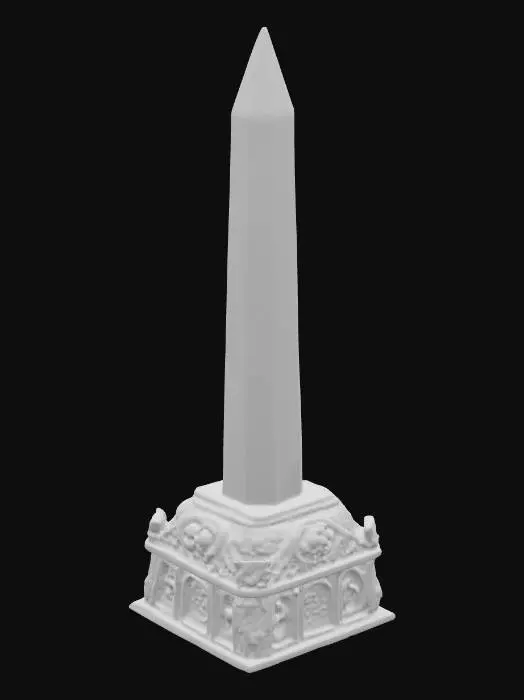 3D model for A large magical crystal pylon with a base of artistic sculpted stone