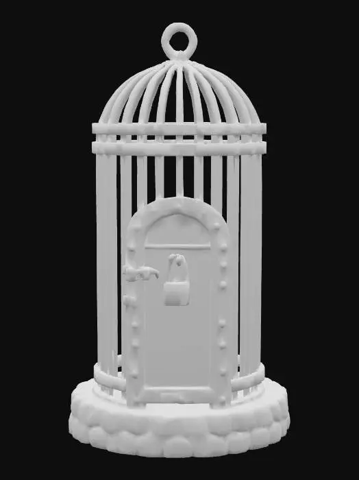 3D model for A cylinder shaped dungeon metal cage for humanoids, #PBR#