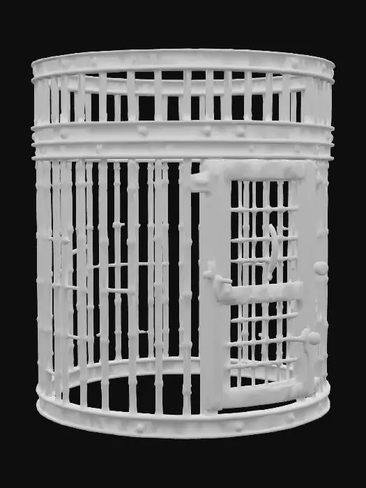 3D model for A cylinder shaped dungeon metal cage for humanoids, #PBR#