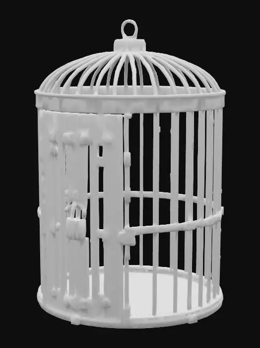 3D model for A cylinder shaped dungeon metal cage for humanoids, #PBR#