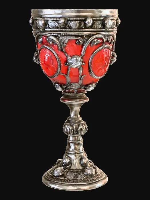 3D model for A rich decorated jeweled goblet with big jewels, #PBR#
