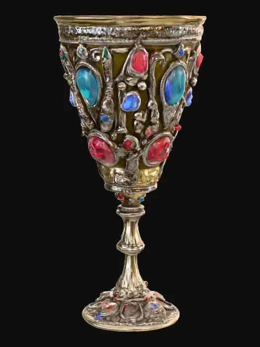 3D model for A rich decorated jeweled goblet with big jewels, #PBR#