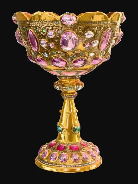 3D model for A rich decorated jeweled goblet with big jewels, #PBR#