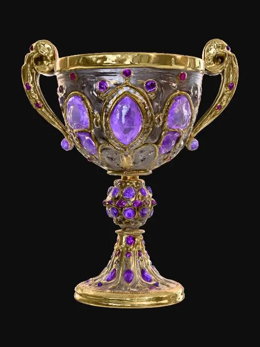 3D model for A rich decorated jeweled goblet with big jewels, #PBR#