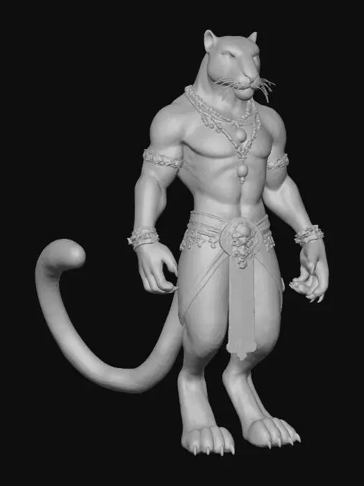 3D model for Elegant White Anthro Leopard
