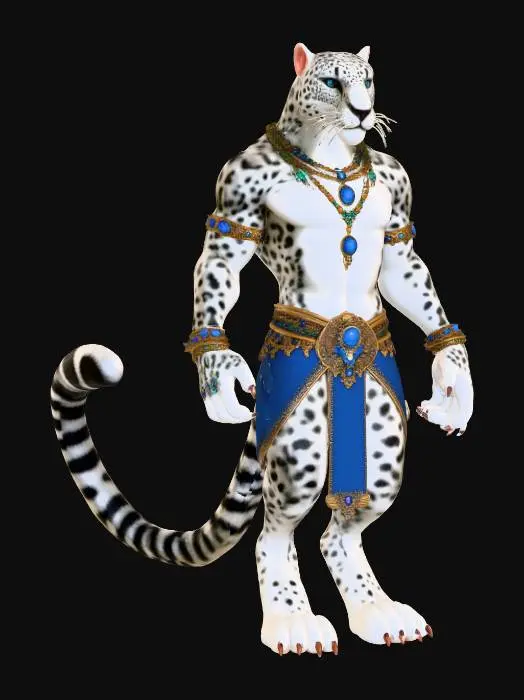 3D model for Elegant White Anthro Leopard
