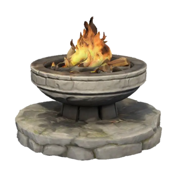 Mô hình 3D A stone brazier, standing on a small stone platform. Game asset, interior level design - Fire, được tạo bằng AI