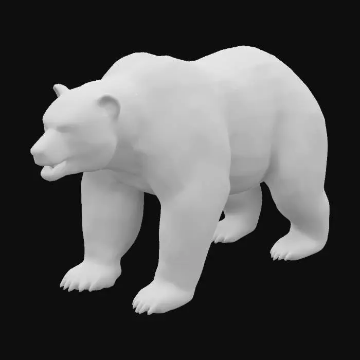3D model for A sturdy and massive bear with strong limbs. Game Asset, base pose, quadroupedal