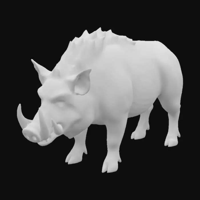 3D model for A sturdy and massive boar with strong limbs. Game Asset, base pose