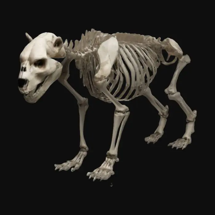 3D model for Skeleton of a big and sturdy bear. Game Asset, base pose, quadroupedal