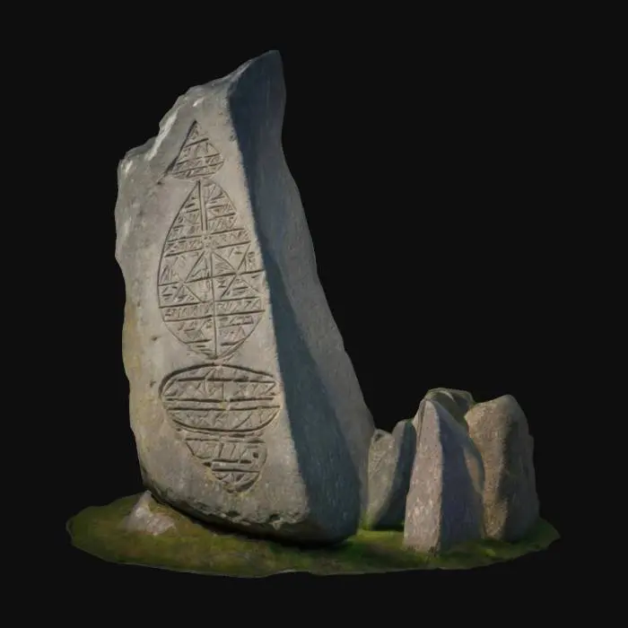 3D model for A big menhir with ancient carved runes