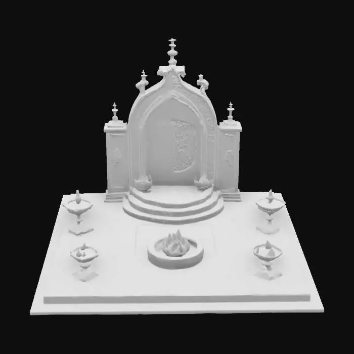 3D model for A mysterious mystical altar with geometric shapes. The surface is smooth and flat