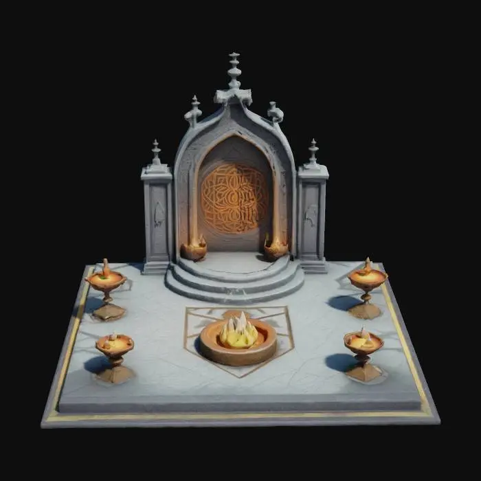 3D model for A mysterious mystical altar with geometric shapes. The surface is smooth and flat