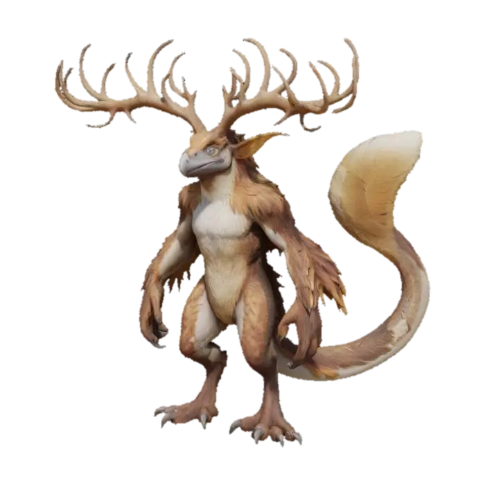 Avian raptor humanoid - Feathered 3D model, vytvořený pomocí AI
