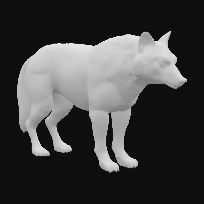 3D model for A big gray direwolf with a sturdy build. Stands straight, neutral pose