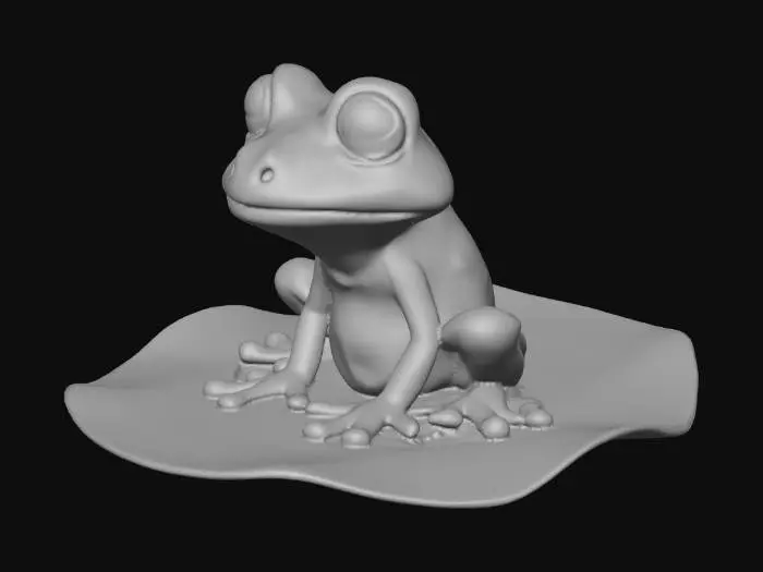 3D model for a frog with big expressive eyes sitting on a lily pad