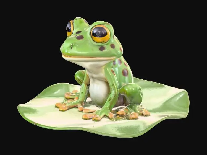3D model for a frog with big expressive eyes sitting on a lily pad