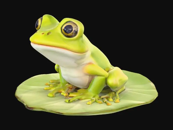 3D model for a frog with big expressive eyes sitting on a lily pad
