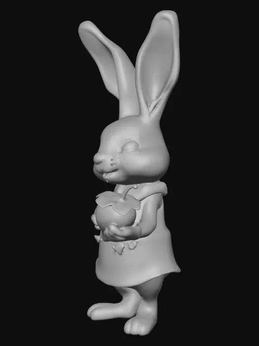 3D model for a whimsical rabbit holding a strawberry
