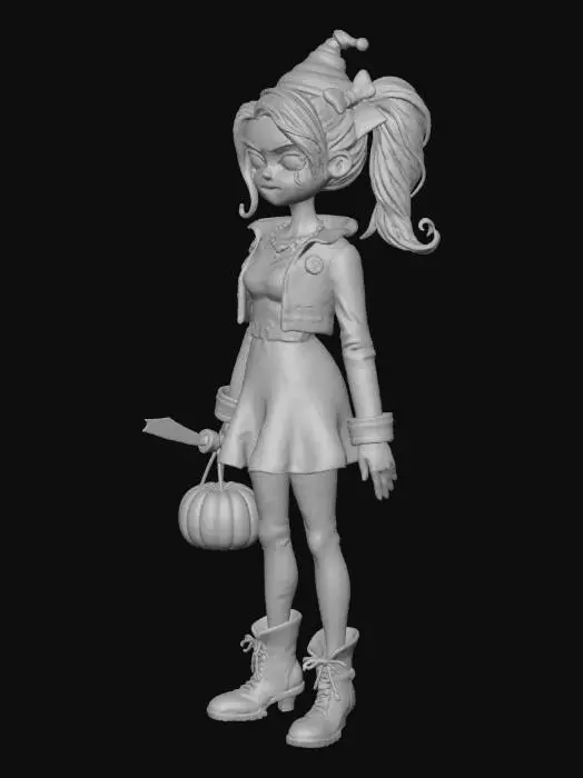 3D model for Moana dressed up as Harley Quinn for Halloween