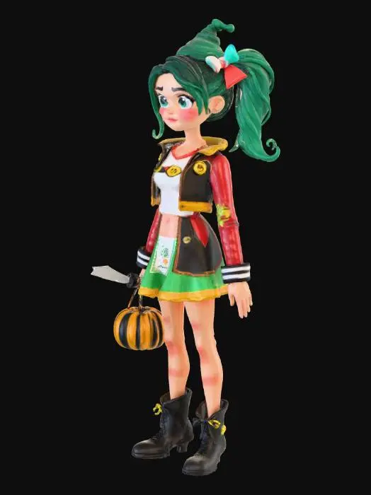 3D model for Moana dressed up as Harley Quinn for Halloween