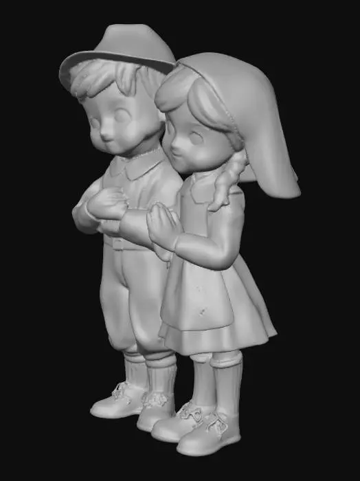 3D model for A cute little pair of pilgrim children. one is a boy, and one is a girl., #Thanksgiving#