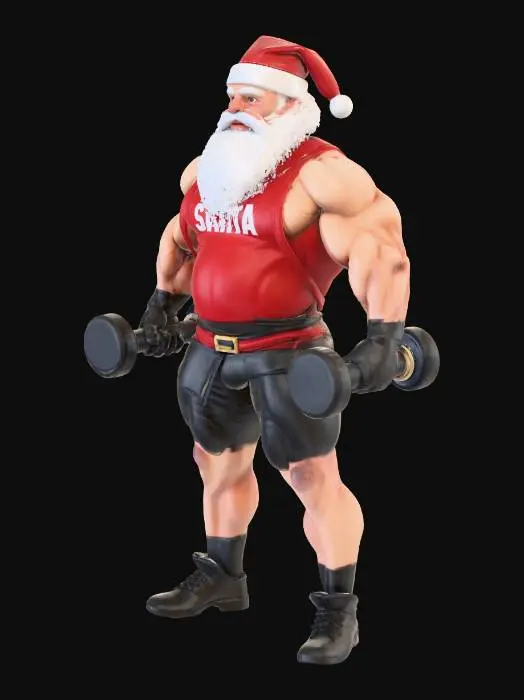 3D model for Santa as a body builder