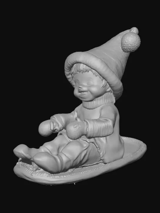 3D model for a child sledding down a snowy hill., #Christmas2025#