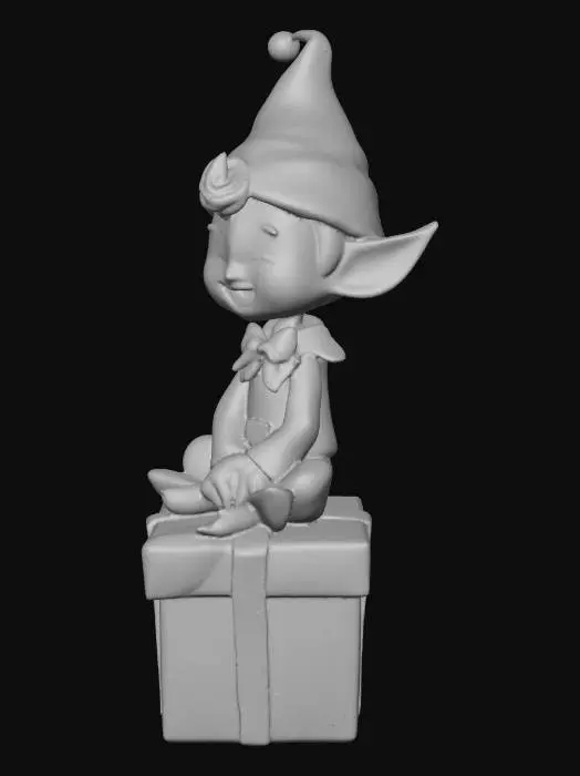 3D model for an elf sitting on top of a present with a bow around the present., #Christmas2025#