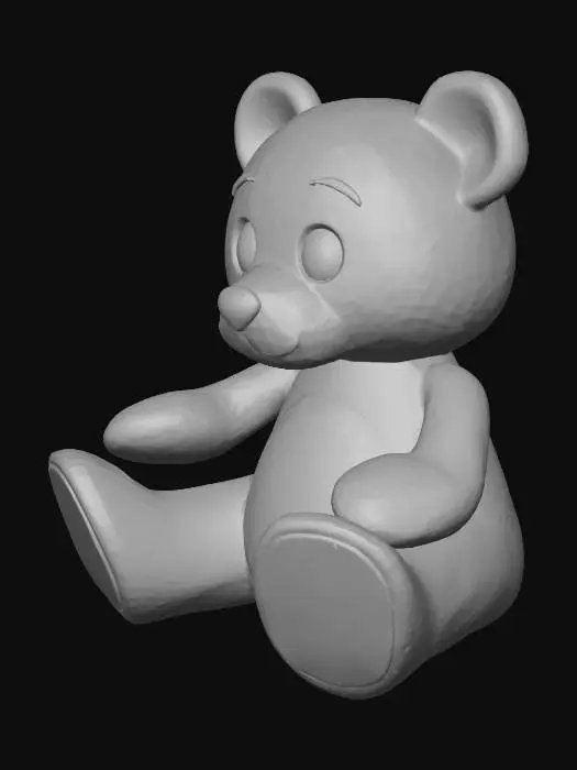 3D model for a teddy bear that looks like it is carved out of wood