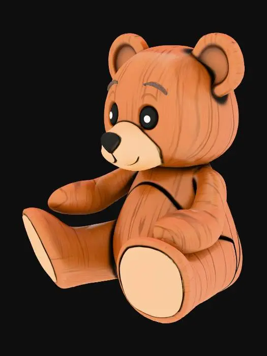 3D model for a teddy bear that looks like it is carved out of wood