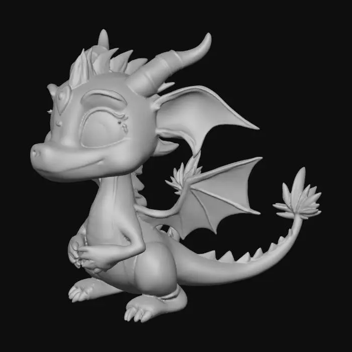 3D model for a whimiscal dragon with a jewel in its forehead and a spikey tail